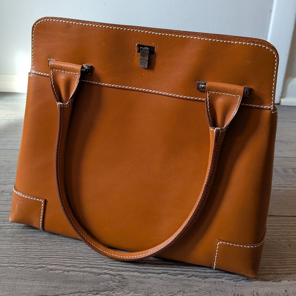Lambertson Truex Camel Hard-Leather Purse